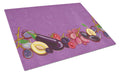 Fruits and Vegetables in Purple Cutting Board Tempered Glass Kitchen Cutting Surface, Heat Resistant Chopping, Non-Slip Feet, Food Prep & Serving