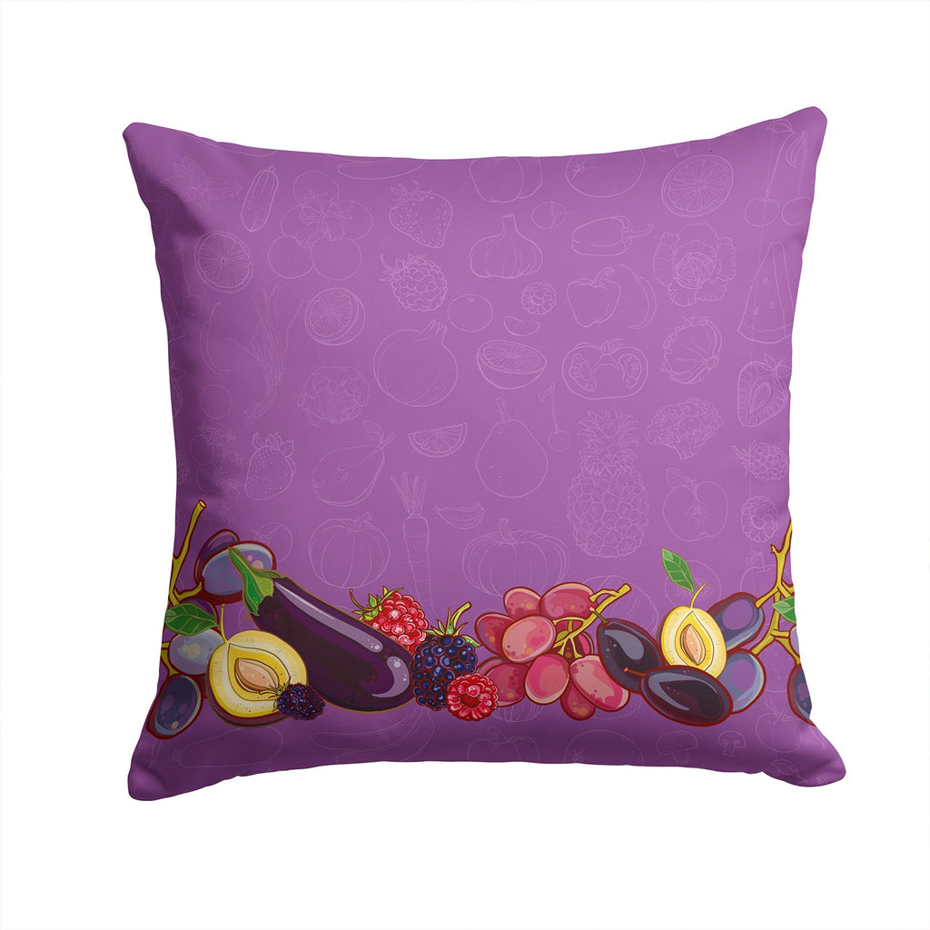 Fruits and Vegetables in Purple Decorative Throw Pillow 14x14 Indoor Outdoor Accent Cushion, Fabric Cover with Insert for Sofa, Bed, Porch & Living Room
