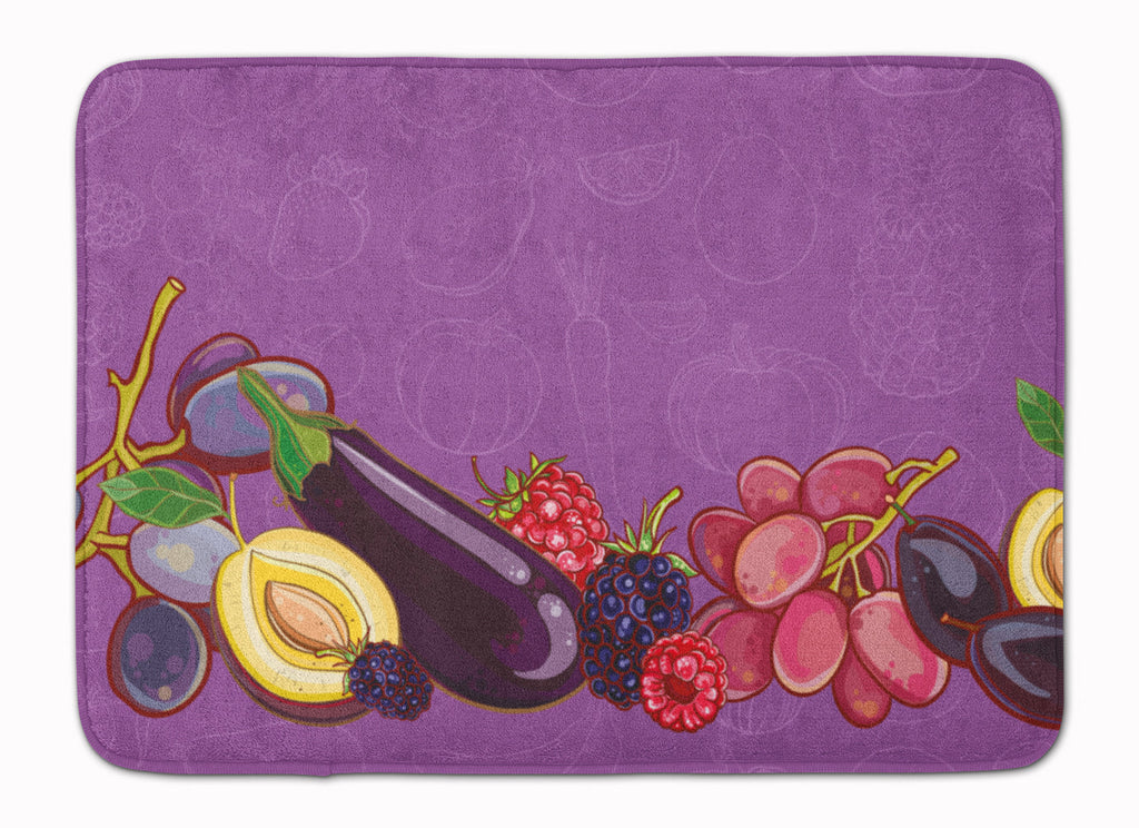 Fruits and Vegetables in Purple Memory Foam Kitchen Mat Machine Washable Anti-Fatigue Cushion Comfort Bath or Kitchen Rug