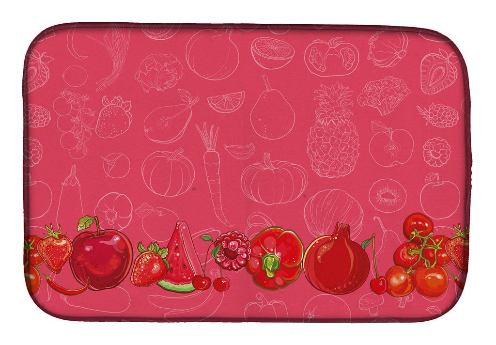 Fruits and Vegetables in Red Dish Drying Mat Absorbent Dish Drying Mat Pad for Kitchen Counter Dish Drainer Mat for Countertop, 14 x 21", Multicolor