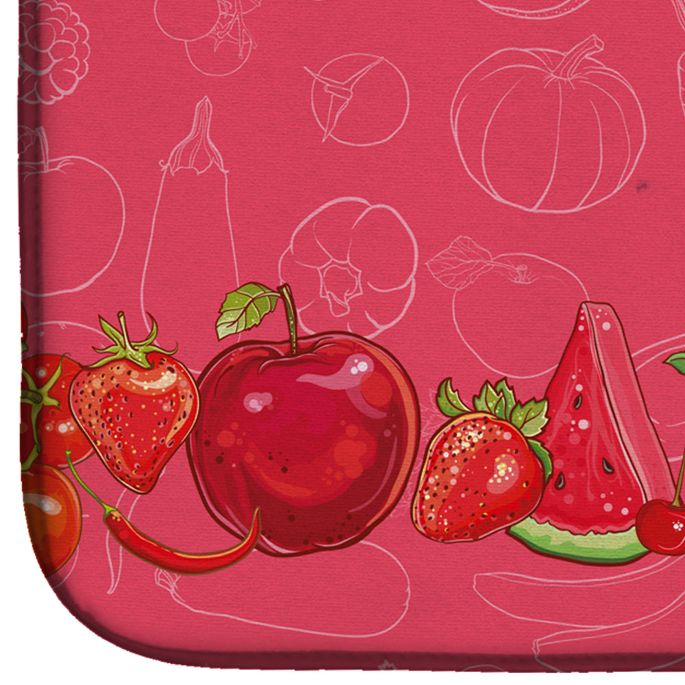 Fruits and Vegetables in Red Dish Drying Mat Absorbent Dish Drying Mat Pad for Kitchen Counter Dish Drainer Mat for Countertop, 14 x 21", Multicolor