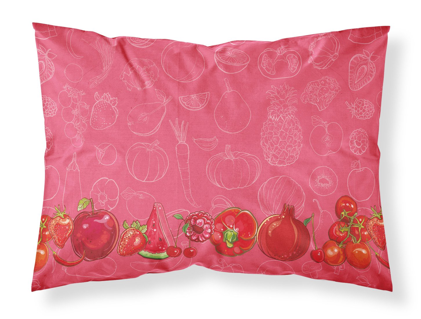 Fruits and Vegetables in Red Standard Pillowcase Lightweight Super Soft Easy Care Decorative Artwork Pillowcase, Standard