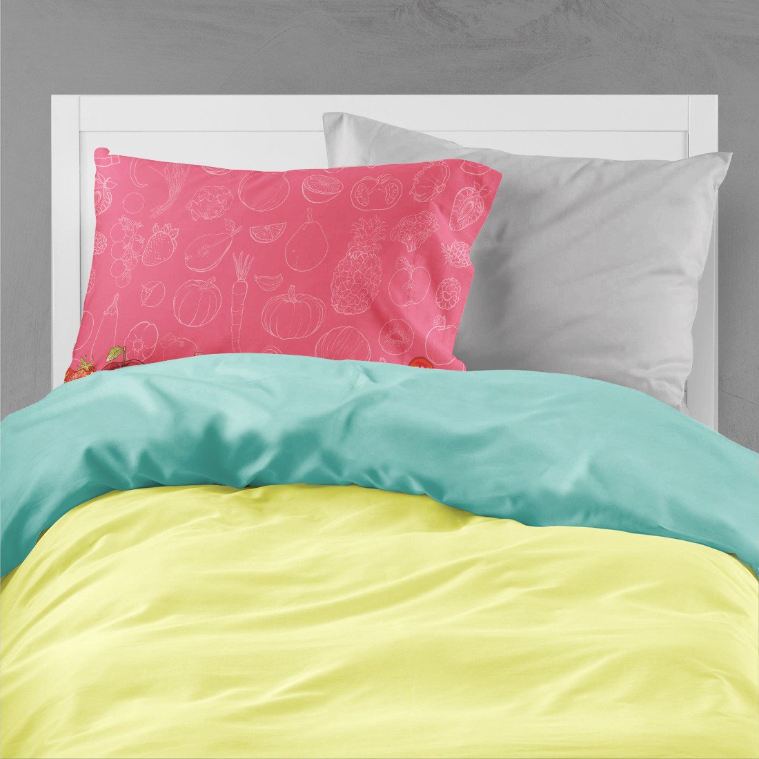 Fruits and Vegetables in Red Standard Pillowcase Lightweight Super Soft Easy Care Decorative Artwork Pillowcase, Standard