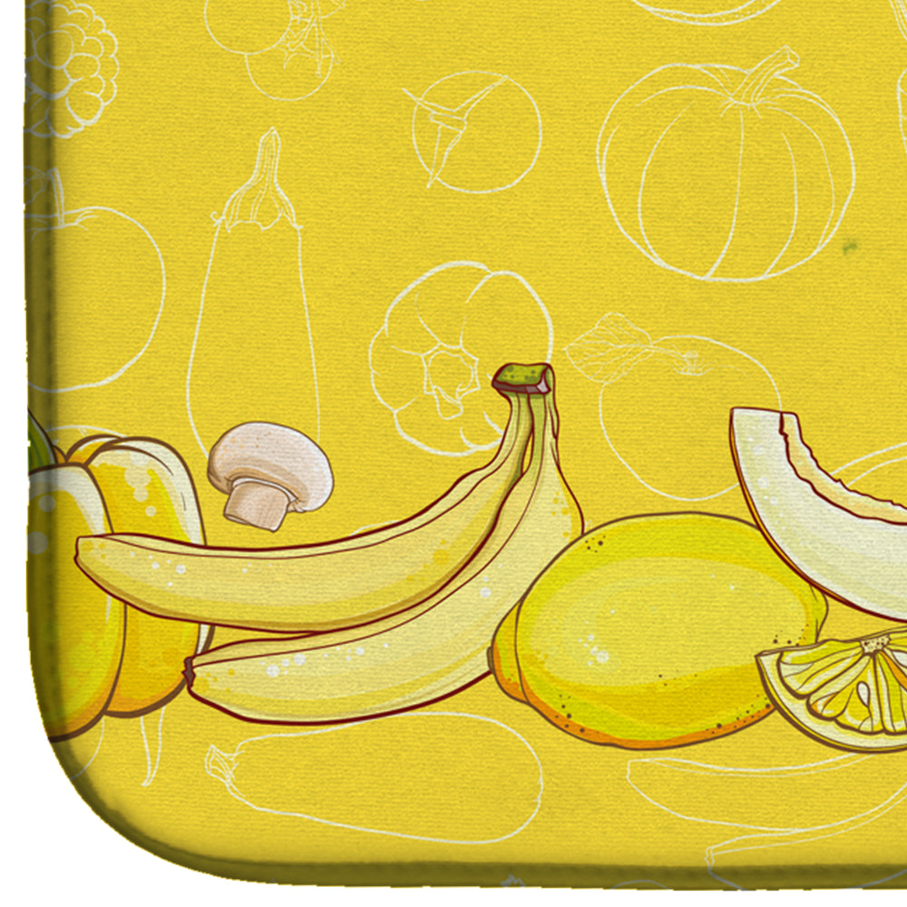 Fruits and Vegetables in Yellow Dish Drying Mat Absorbent Dish Drying Mat Pad for Kitchen Counter Dish Drainer Mat for Countertop, 14 x 21", Multicolor