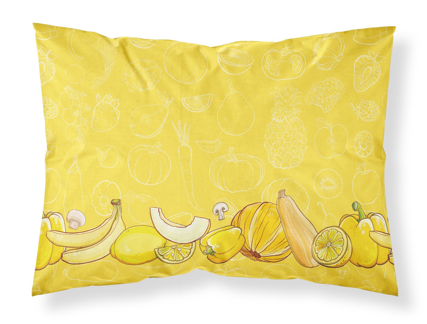 Fruits and Vegetables in Yellow Standard Pillowcase Lightweight Super Soft Easy Care Decorative Artwork Pillowcase, Standard