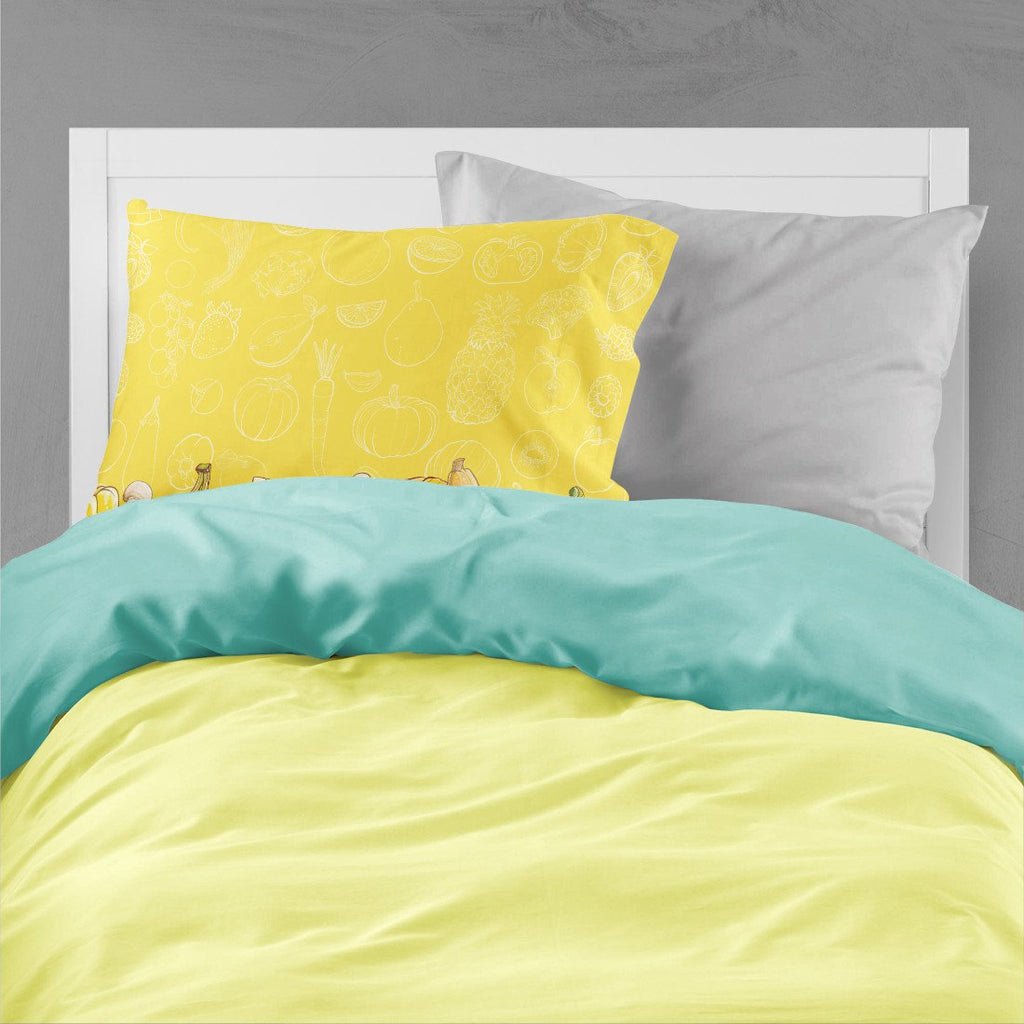 Fruits and Vegetables in Yellow Standard Pillowcase Lightweight Super Soft Easy Care Decorative Artwork Pillowcase, Standard
