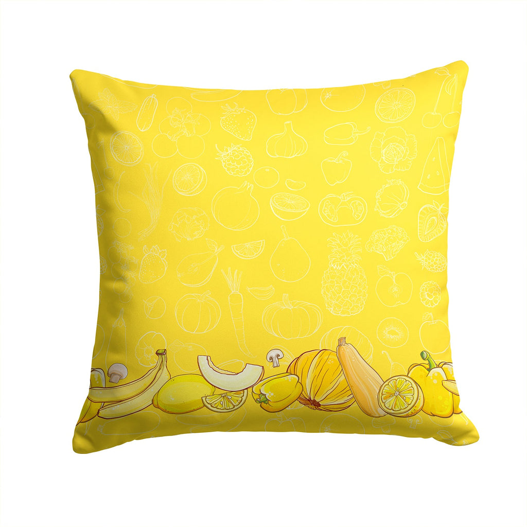 Fruits and Vegetables in Yellow Decorative Throw Pillow 14x14 Indoor Outdoor Accent Cushion, Fabric Cover with Insert for Sofa, Bed, Porch & Living Room