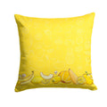 Fruits and Vegetables in Yellow Decorative Throw Pillow 14x14 Indoor Outdoor Accent Cushion, Fabric Cover with Insert for Sofa, Bed, Porch & Living Room