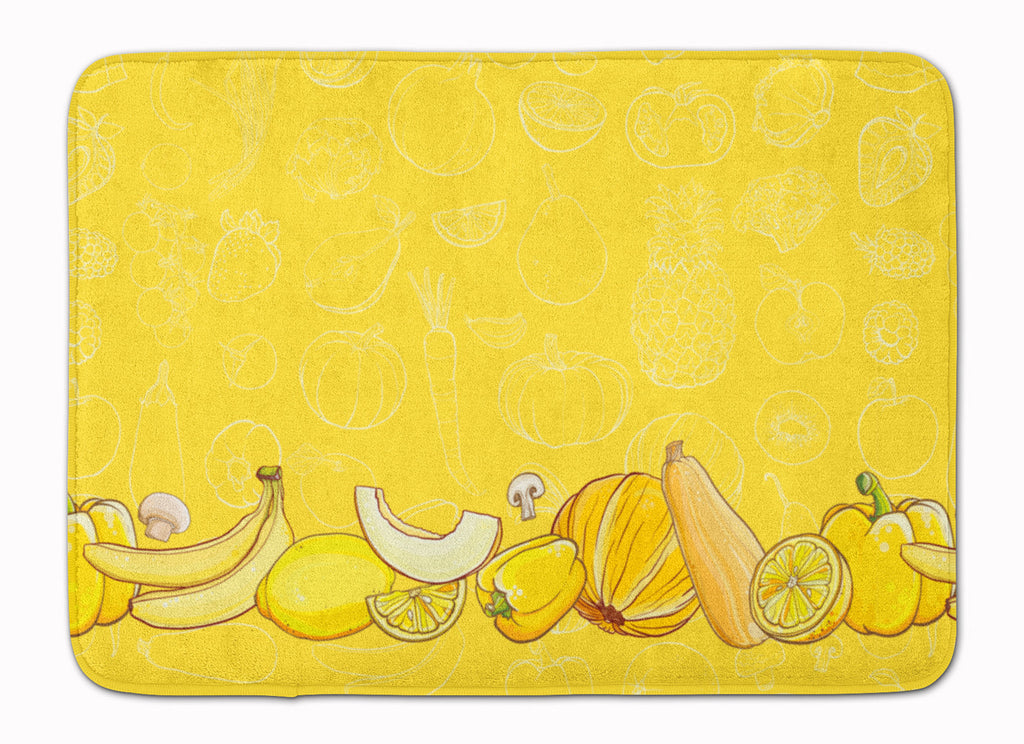 Fruits and Vegetables in Yellow Memory Foam Kitchen Mat Machine Washable Anti-Fatigue Cushion Comfort Bath or Kitchen Rug
