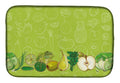 Fruits and Vegetables in Green Dish Drying Mat Absorbent Dish Drying Mat Pad for Kitchen Counter Dish Drainer Mat for Countertop, 14 x 21", Multicolor