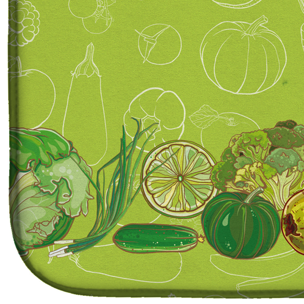 Fruits and Vegetables in Green Dish Drying Mat Absorbent Dish Drying Mat Pad for Kitchen Counter Dish Drainer Mat for Countertop, 14 x 21", Multicolor