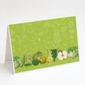 Fruits and Vegetables in Green Greeting Cards Pack of 8 Blank Cards with Envelopes Whimsical A7 Size 5x7