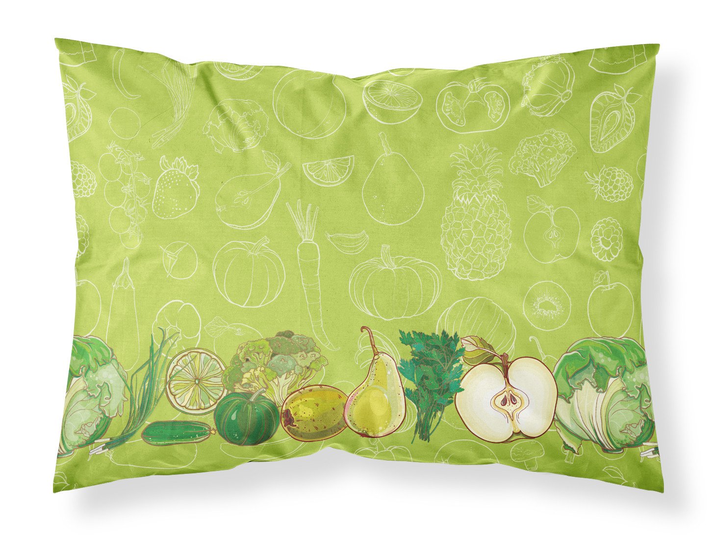 Fruits and Vegetables in Green Standard Pillowcase Lightweight Super Soft Easy Care Decorative Artwork Pillowcase, Standard