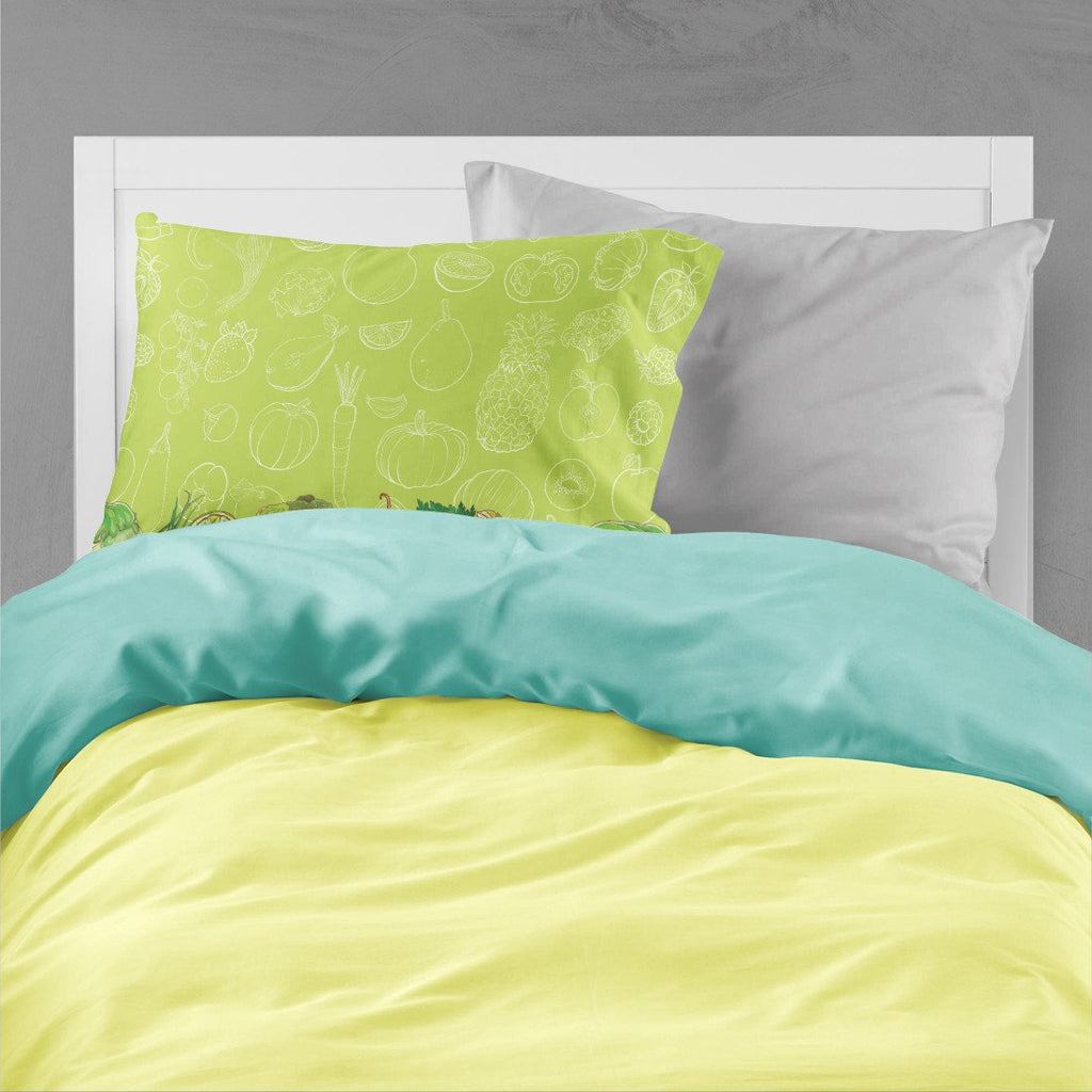 Fruits and Vegetables in Green Standard Pillowcase Lightweight Super Soft Easy Care Decorative Artwork Pillowcase, Standard
