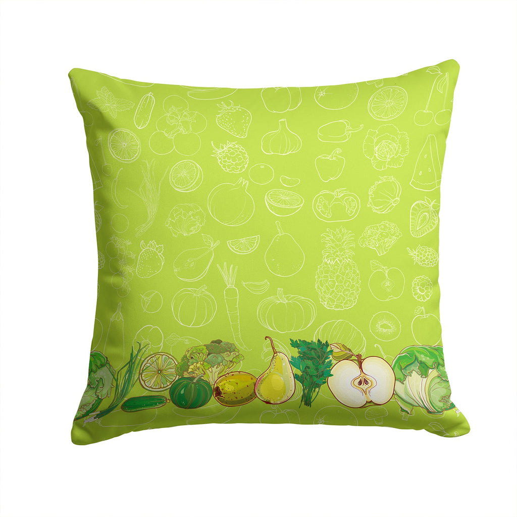 Fruits and Vegetables in Green Decorative Throw Pillow 14x14 Indoor Outdoor Accent Cushion, Fabric Cover with Insert for Sofa, Bed, Porch & Living Room