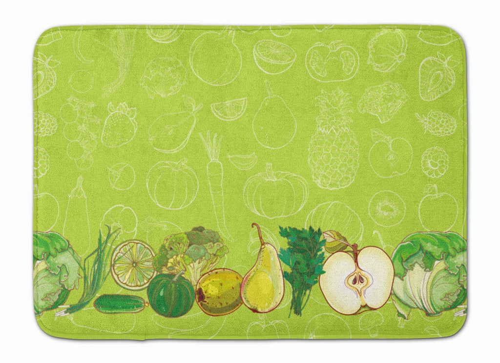Fruits and Vegetables in Green Memory Foam Kitchen Mat Machine Washable Anti-Fatigue Cushion Comfort Bath or Kitchen Rug