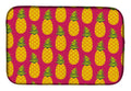 Pineapples on Pink Dish Drying Mat Absorbent Dish Drying Mat Pad for Kitchen Counter Dish Drainer Mat for Countertop, 14 x 21", Multicolor