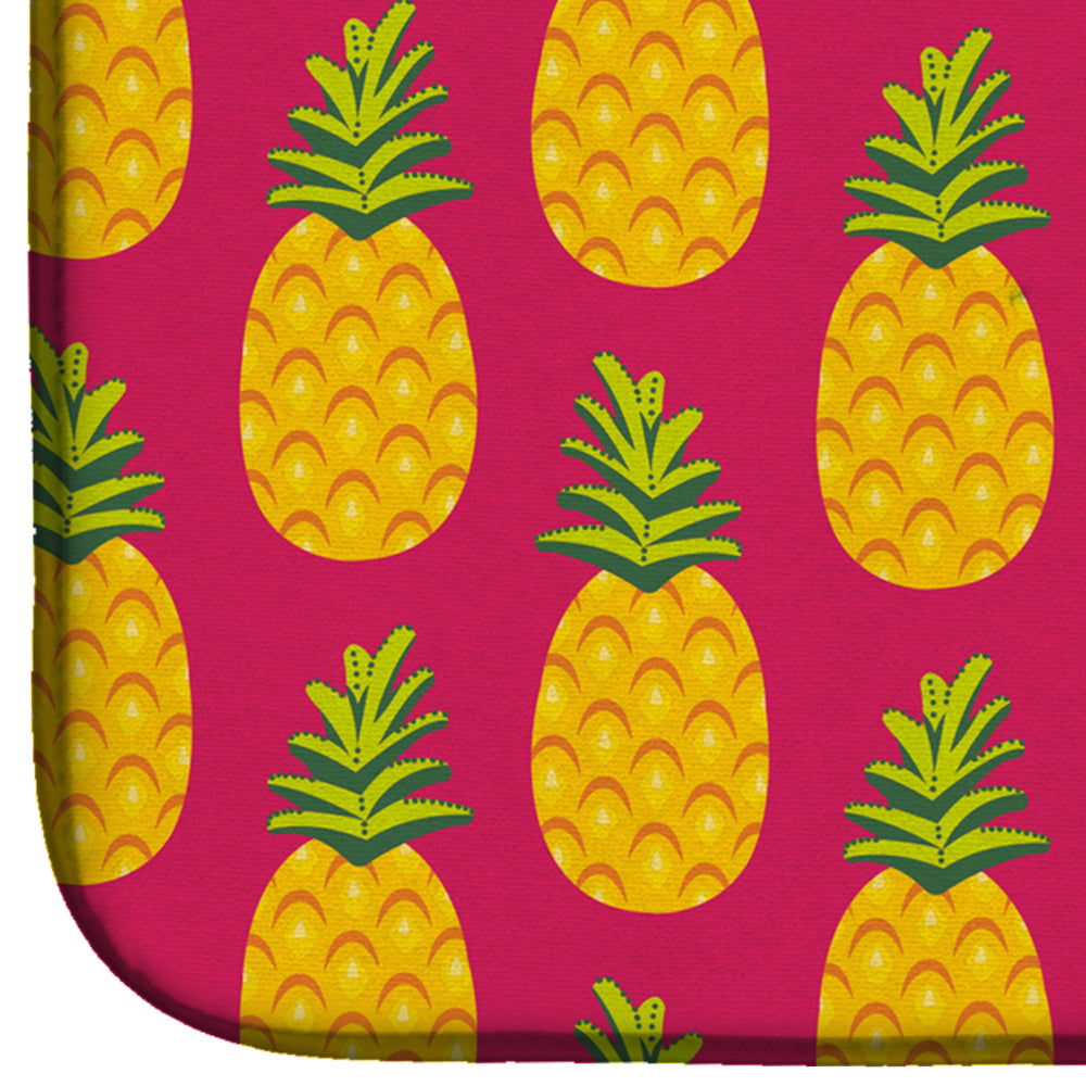 Pineapples on Pink Dish Drying Mat Absorbent Dish Drying Mat Pad for Kitchen Counter Dish Drainer Mat for Countertop, 14 x 21", Multicolor
