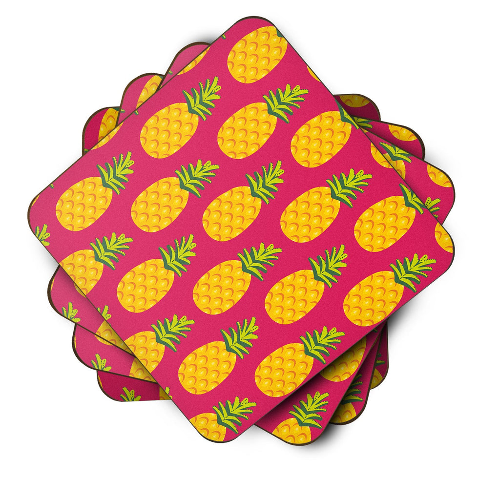 Pineapples on Pink Foam Coasters Set of 4 Cup Coasters for Indoor Outdoor, Tabletop Protection, Anti Slip, Mouse pad Material