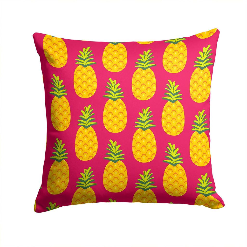 Pineapples on Pink Decorative Throw Pillow 14x14 Indoor Outdoor Accent Cushion, Fabric Cover with Insert for Sofa, Bed, Porch & Living Room