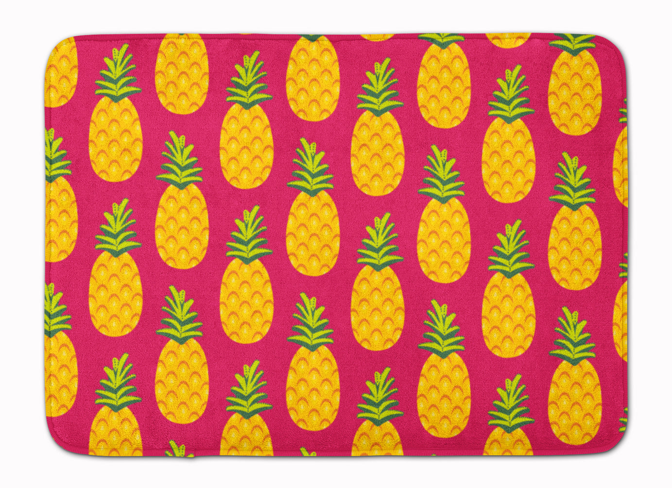 Pineapples on Pink Memory Foam Kitchen Mat Machine Washable Anti-Fatigue Cushion Comfort Bath or Kitchen Rug