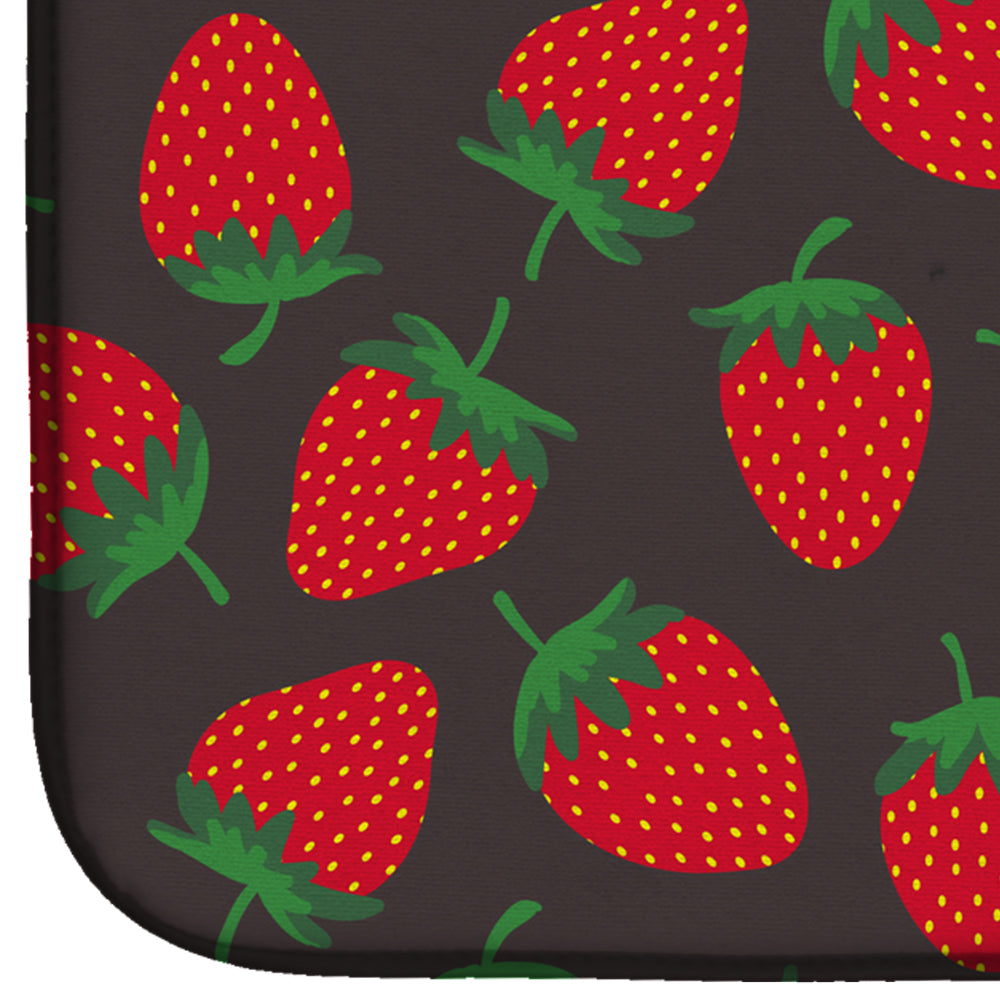Strawberries on Gray Dish Drying Mat Absorbent Dish Drying Mat Pad for Kitchen Counter Dish Drainer Mat for Countertop, 14 x 21", Multicolor