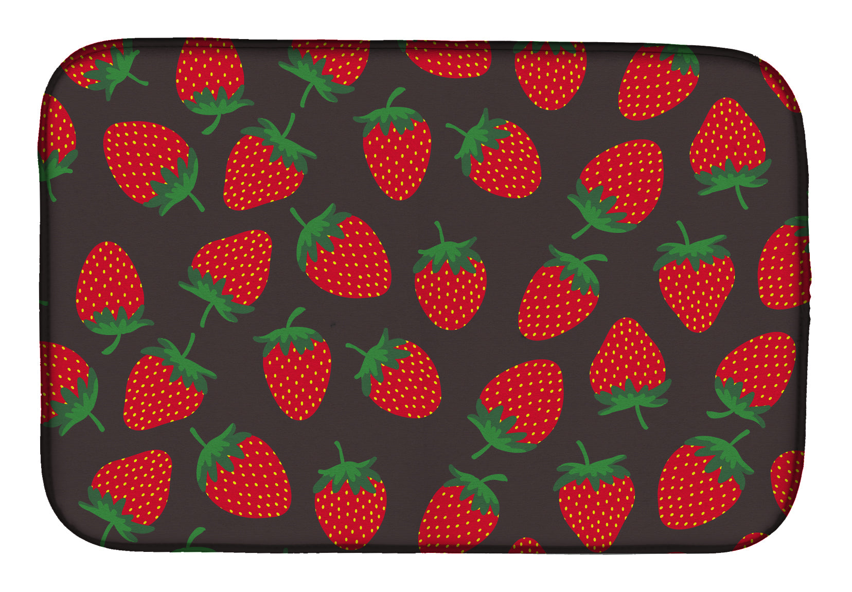 Strawberries on Gray Dish Drying Mat Absorbent Dish Drying Mat Pad for Kitchen Counter Dish Drainer Mat for Countertop, 14 x 21", Multicolor