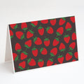 Strawberries on Gray Greeting Cards Pack of 8 Blank Cards with Envelopes Whimsical A7 Size 5x7