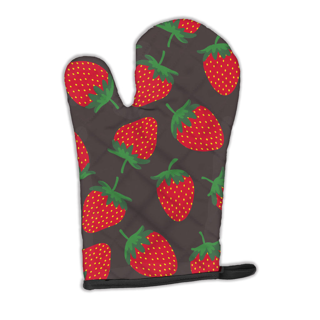 Strawberries on Gray Oven Mitt Heat Resistant Thick Oven Mitt for Hot Pans and Oven, Kitchen Mitt Protect Hands, Cooking Baking Glove