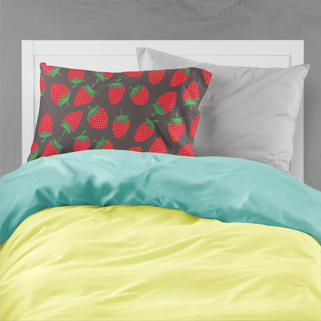 Strawberries on Gray Standard Pillowcase Lightweight Super Soft Easy Care Decorative Artwork Pillowcase, Standard