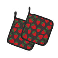 Strawberries on Gray Pot Holder Set of 2 Heat Resistant Quilted Hot Pads 7.5 x 7.5 Inch, Insulated Kitchen Trivets for Cooking & Baking