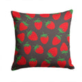 Strawberries on Gray Decorative Throw Pillow 14x14 Indoor Outdoor Accent Cushion, Fabric Cover with Insert for Sofa, Bed, Porch & Living Room