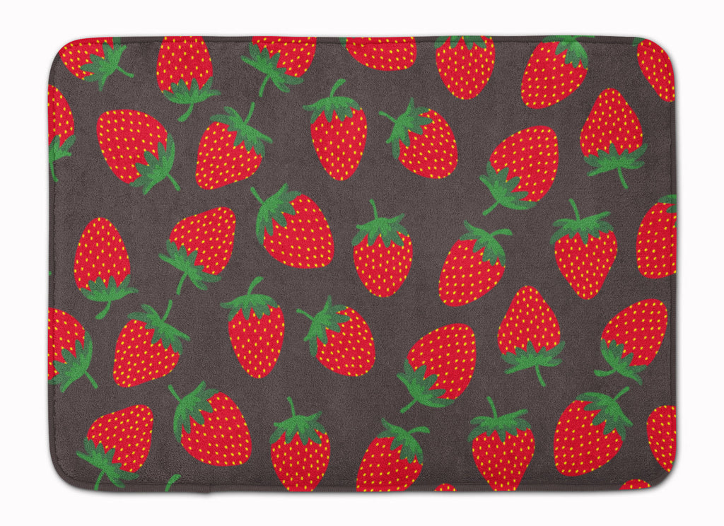 Strawberries on Gray Memory Foam Kitchen Mat Machine Washable Anti-Fatigue Cushion Comfort Bath or Kitchen Rug