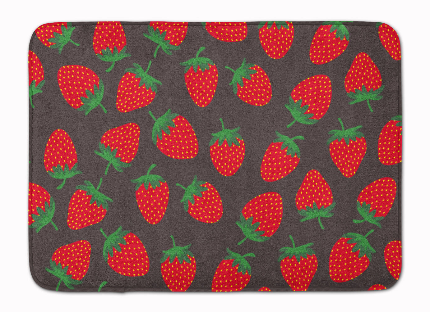 Strawberries on Gray Memory Foam Kitchen Mat Machine Washable Anti-Fatigue Cushion Comfort Bath or Kitchen Rug