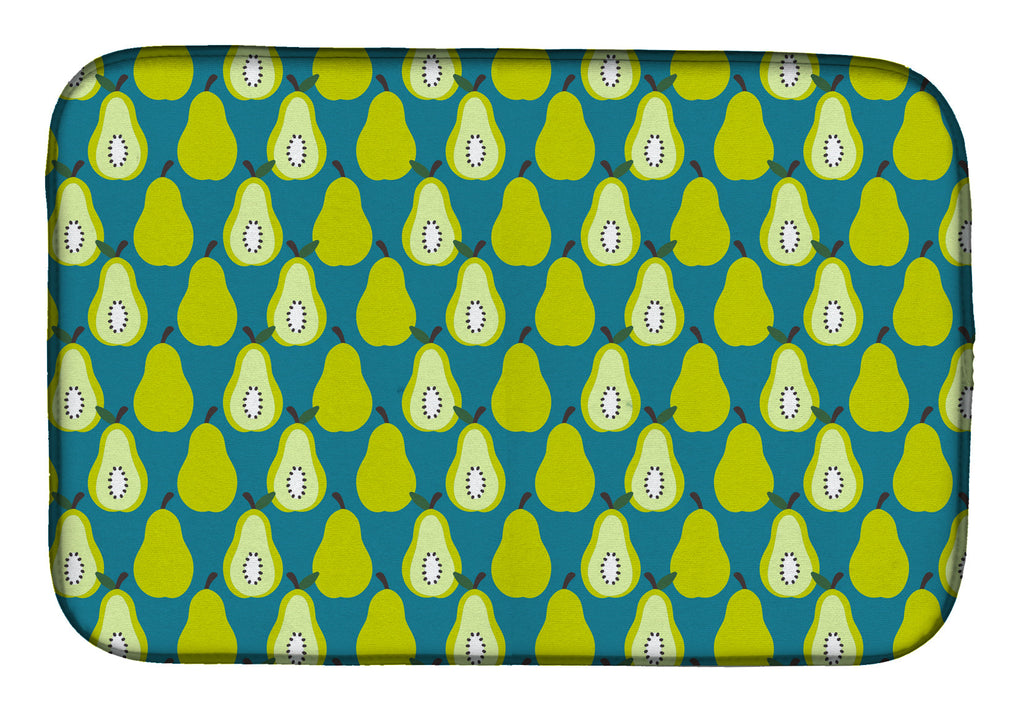 Pears on Green Dish Drying Mat Absorbent Dish Drying Mat Pad for Kitchen Counter Dish Drainer Mat for Countertop, 14 x 21", Multicolor