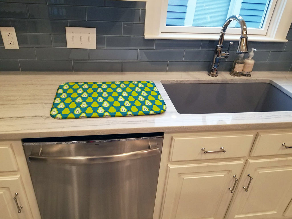 Pears on Green Dish Drying Mat Absorbent Dish Drying Mat Pad for Kitchen Counter Dish Drainer Mat for Countertop, 14 x 21", Multicolor