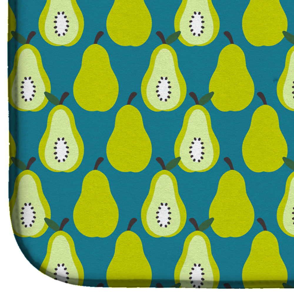 Pears on Green Dish Drying Mat Absorbent Dish Drying Mat Pad for Kitchen Counter Dish Drainer Mat for Countertop, 14 x 21", Multicolor