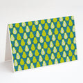 Pears on Green Greeting Cards Pack of 8 Blank Cards with Envelopes Whimsical A7 Size 5x7