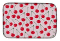 Cherries on Pink Dish Drying Mat Absorbent Dish Drying Mat Pad for Kitchen Counter Dish Drainer Mat for Countertop, 14 x 21", Multicolor