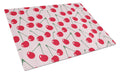 Cherries on Pink Cutting Board Tempered Glass Kitchen Cutting Surface, Heat Resistant Chopping, Non-Slip Feet, Food Prep & Serving