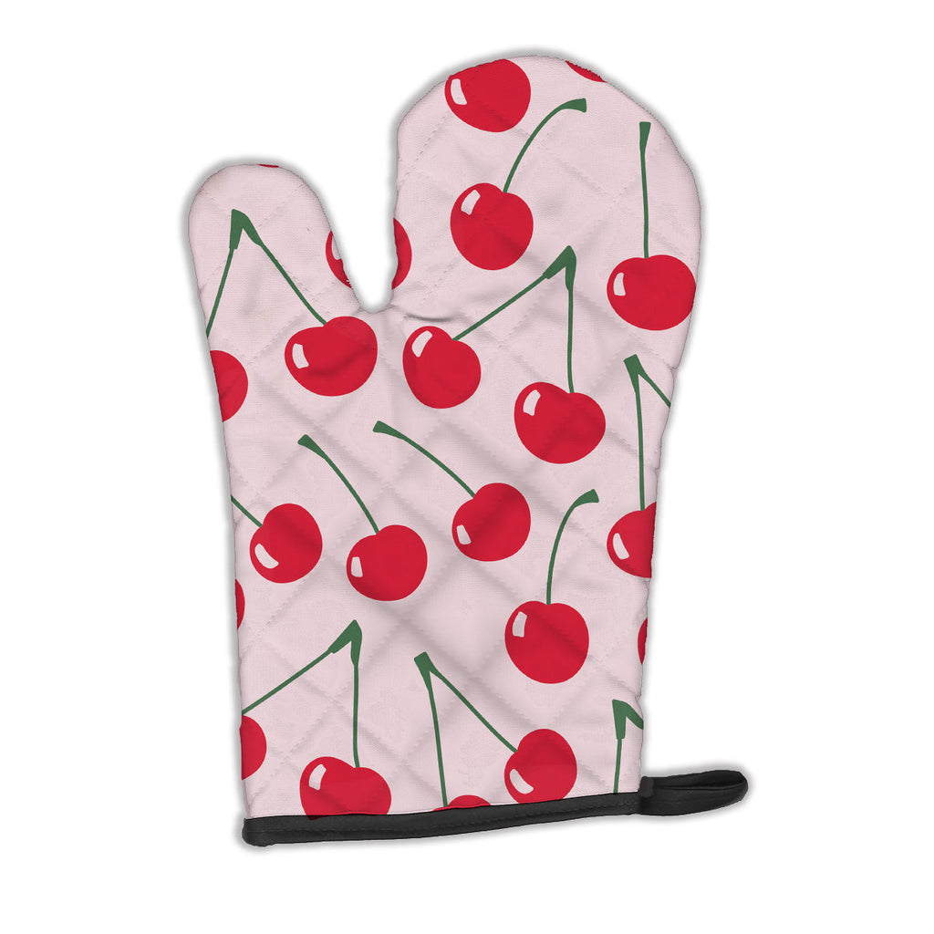 Cherries on Pink Oven Mitt Heat Resistant Thick Oven Mitt for Hot Pans and Oven, Kitchen Mitt Protect Hands, Cooking Baking Glove