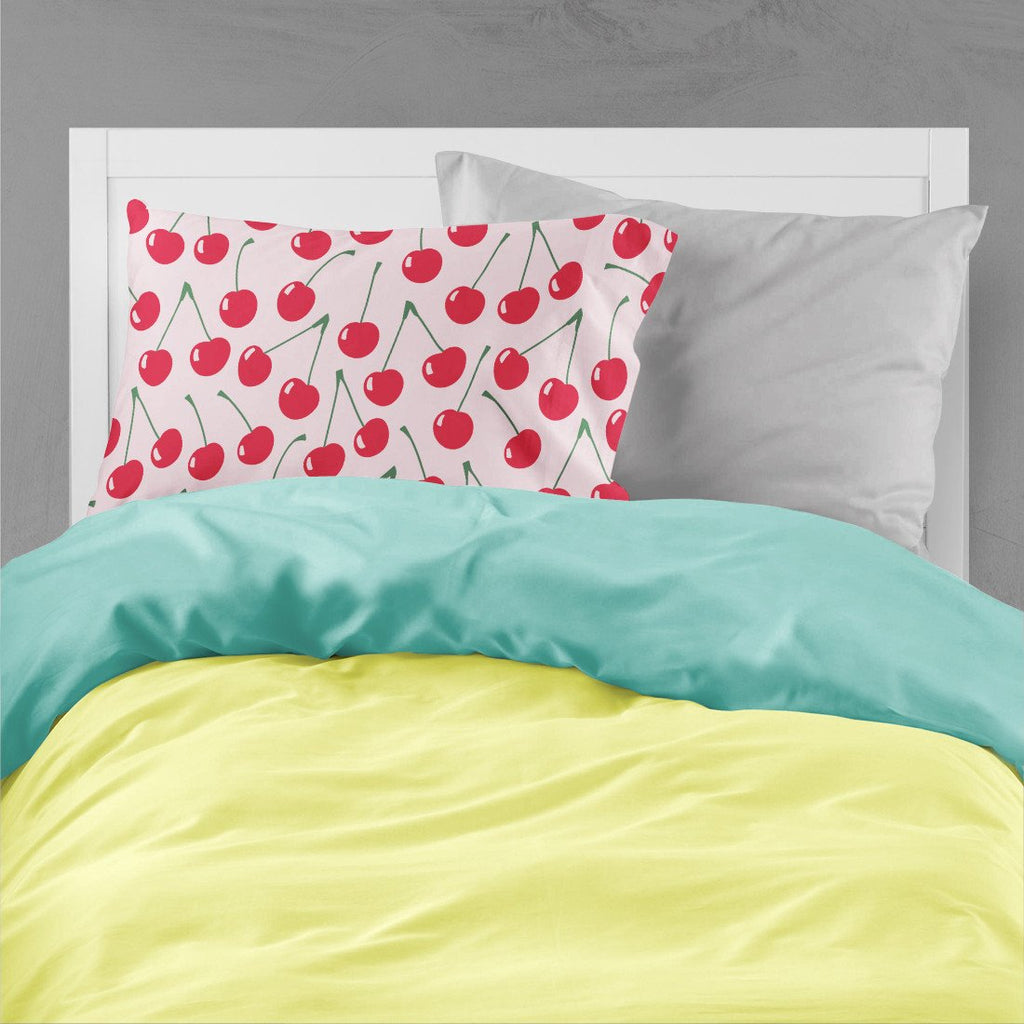 Cherries on Pink Standard Pillowcase Lightweight Super Soft Easy Care Decorative Artwork Pillowcase, Standard