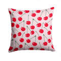 Cherries on Pink Decorative Throw Pillow 14x14 Indoor Outdoor Accent Cushion, Fabric Cover with Insert for Sofa, Bed, Porch & Living Room