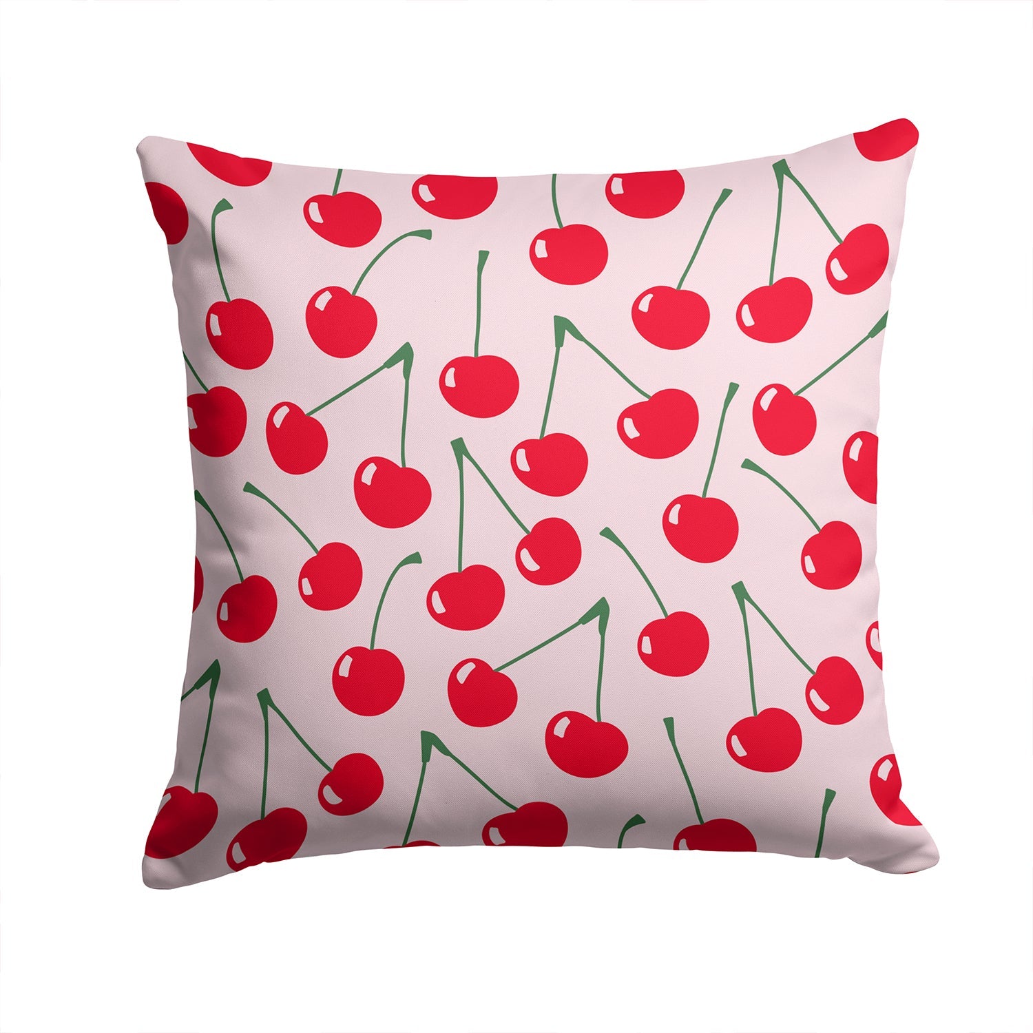 Cherries on Pink Decorative Throw Pillow 14x14 Indoor Outdoor Accent Cushion, Fabric Cover with Insert for Sofa, Bed, Porch & Living Room
