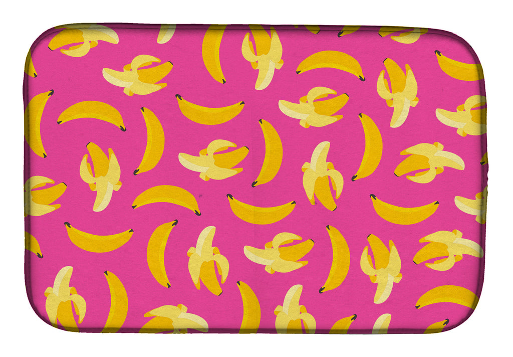 Bananas on Pink Dish Drying Mat Absorbent Dish Drying Mat Pad for Kitchen Counter Dish Drainer Mat for Countertop, 14 x 21", Multicolor