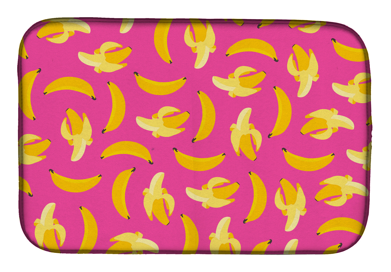 Bananas on Pink Dish Drying Mat Absorbent Dish Drying Mat Pad for Kitchen Counter Dish Drainer Mat for Countertop, 14 x 21", Multicolor