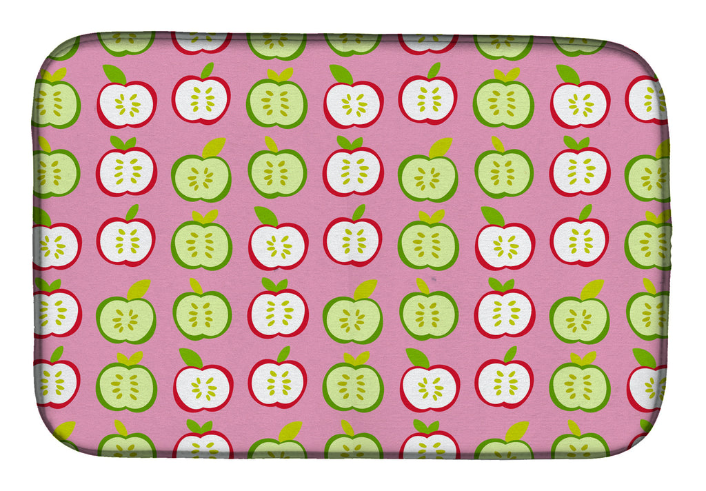 Apples on Pink Dish Drying Mat Absorbent Dish Drying Mat Pad for Kitchen Counter Dish Drainer Mat for Countertop, 14 x 21", Multicolor