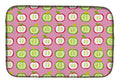 Apples on Pink Dish Drying Mat Absorbent Dish Drying Mat Pad for Kitchen Counter Dish Drainer Mat for Countertop, 14 x 21", Multicolor