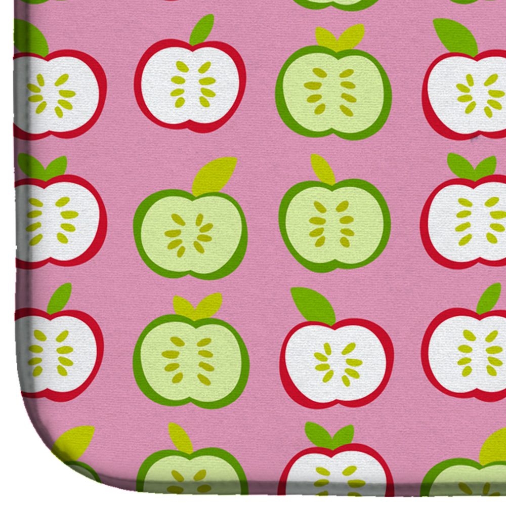 Apples on Pink Dish Drying Mat Absorbent Dish Drying Mat Pad for Kitchen Counter Dish Drainer Mat for Countertop, 14 x 21", Multicolor