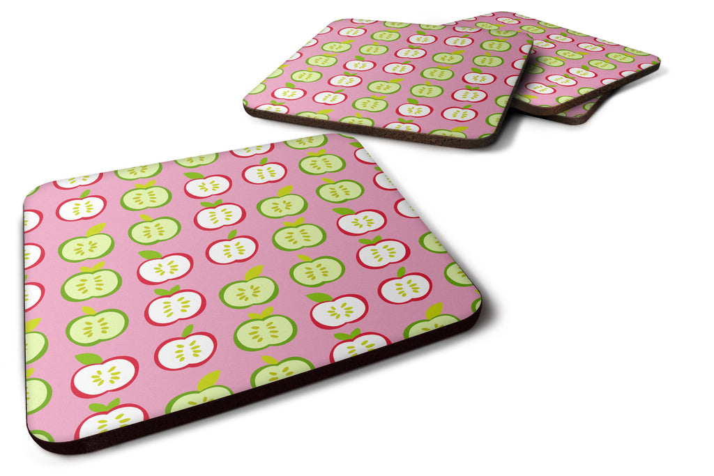 Apples on Pink Foam Coasters Set of 4 Cup Coasters for Indoor Outdoor, Tabletop Protection, Anti Slip, Mouse pad Material
